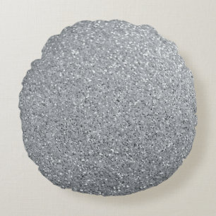 Silver Stone Gary Gold Marble Purple Glitter Round Pillow