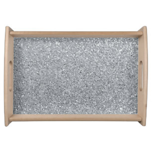 Silver Stone Gary Gold Marble Purple Glitter Serving Tray