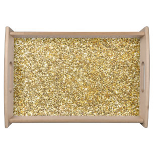 Silver Stone Gary Gold Marble Purple Glitter Serving Tray