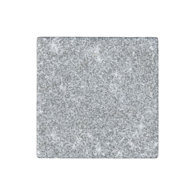 Silver Stone Gary Gold Marble Purple Glitter Stone Magnet (Front)