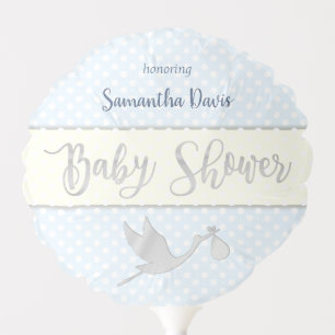 Silver Stork Baby Boy Baby Shower Balloon
