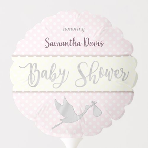Silver Stork Baby Girl Baby Shower Balloon