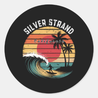 Silver Strand Beach California Beach Surfing  Classic Round Sticker