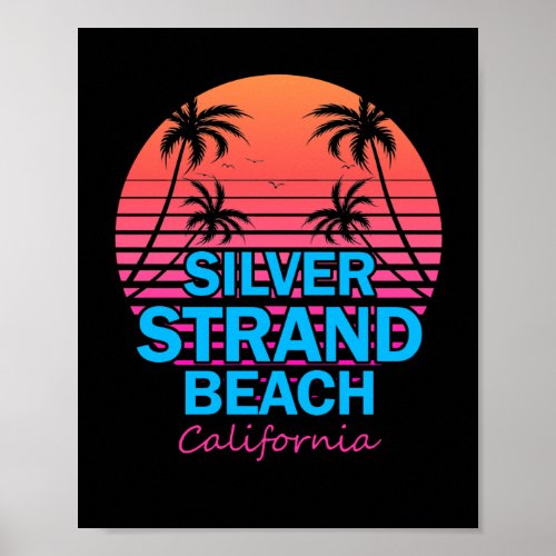 Silver Strand State Beach California Retro Poster