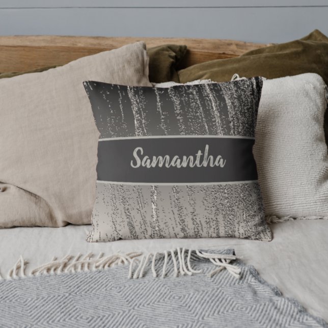 Silver Streaks Metallic Stripe Modern Elegant Throw Pillow (Creator Uploaded)