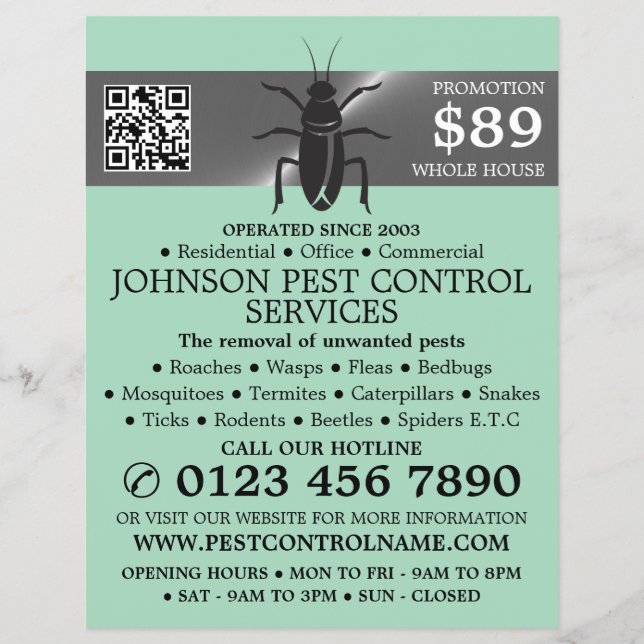 Silver Strip - Black Cockroach - Pest Control Flyer (Front)