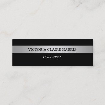 Silver Stripe Black Class Year Graduate Name Card by FidesDesign at Zazzle