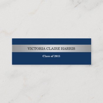Silver Stripe Blue Class Year Graduate Name Card by FidesDesign at Zazzle
