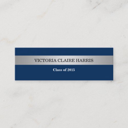 Silver stripe blue class year graduate name card