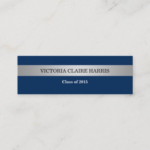 Customizable Silver stripe blue class year graduate name card business card templates