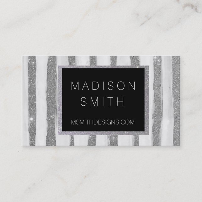 Silver Stripe Business Card (Front)