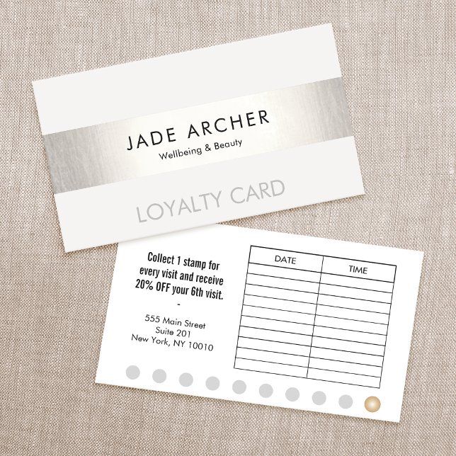 Silver Stripe Customer 10 Punch Salon Loyalty Card (Creator Uploaded)