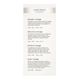 Silver Stripe Monogram Salon Spa Service Menu