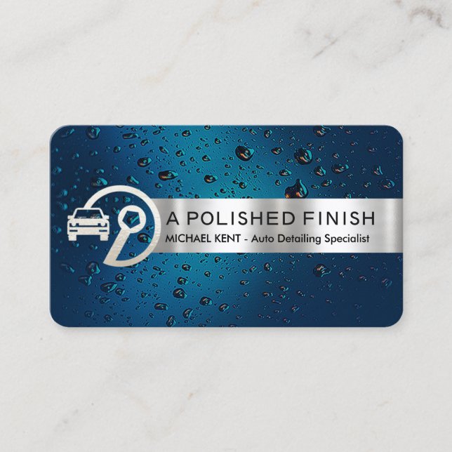 Silver Stripe On Crystal Blue Waters Detailer Business Card (Front)