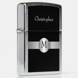 Silver Stripe Personalised Zippo Lighter