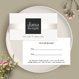 Silver Striped Brow and Makeup Appointment Card