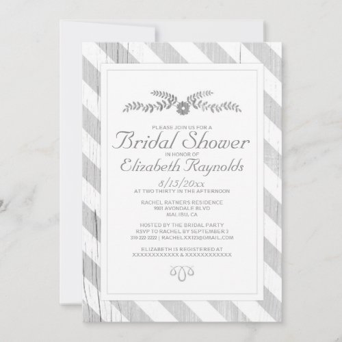 Silver Stripes Bridal Shower Invitations
