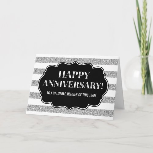 Silver Stripes Employee Anniversary Card