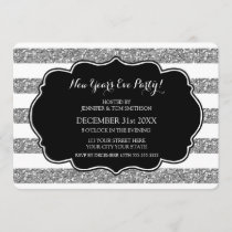 Silver Stripes New Year's Eve Party Invitation