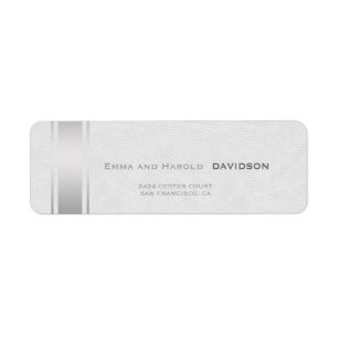 Silver Stripes White Leather Custom Monogram Label