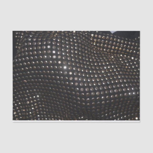 Silver studded black fabric metallic tissue paper (Front)