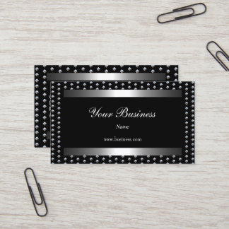 Silver studs Black Elegant Classy Business Card