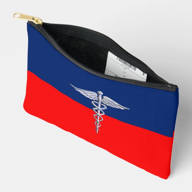 Silver Style Caduceus Medical Symbol League Accessory Pouch (Open)