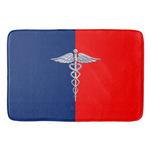 Silver Style Caduceus Medical Symbol League Bathroom Mat (Front)