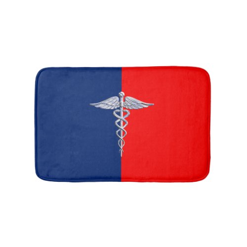 Silver Style Caduceus Medical Symbol League Bathroom Mat