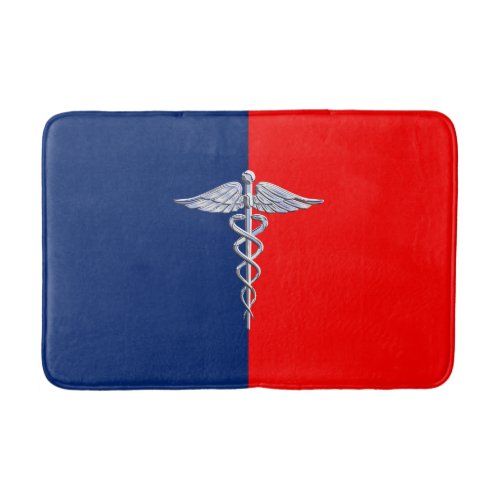 Silver Style Caduceus Medical Symbol League Bathroom Mat