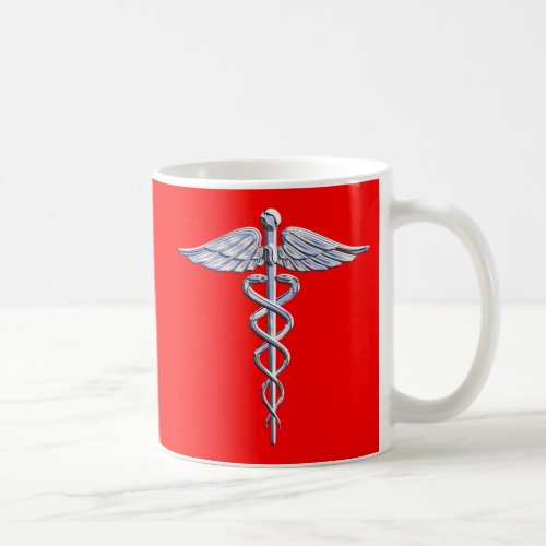 Silver Style Caduceus Medical Symbol League Coffee Mug