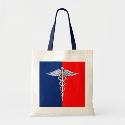 Silver Style Caduceus Medical Symbol League Tote Bag