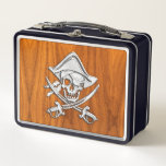 Silver Style Pirate On Teak Veneer Metal Lunch Box at Zazzle