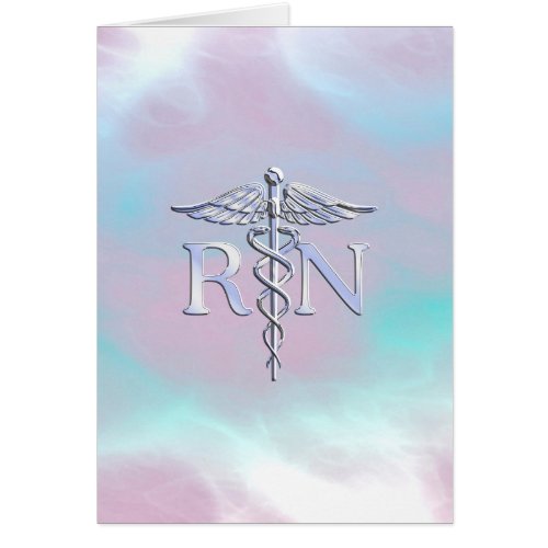 Silver Style RN Caduceus Medical Mother Pearl