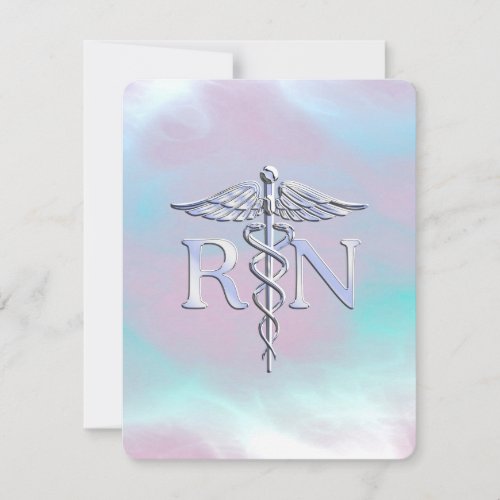 Silver Style RN Caduceus Medical Mother Pearl