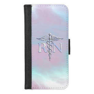 Silver Style RN Caduceus Medical Mother Pearl iPhone 8/7 Wallet Case