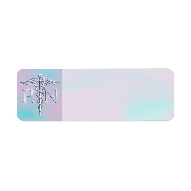 Silver Style RN Caduceus Medical Mother Pearl Label (Front)