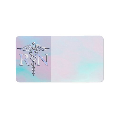 Silver Style RN Caduceus Medical Mother Pearl Label
