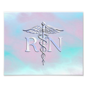 Silver Style RN Caduceus Medical Mother Pearl Photo Print