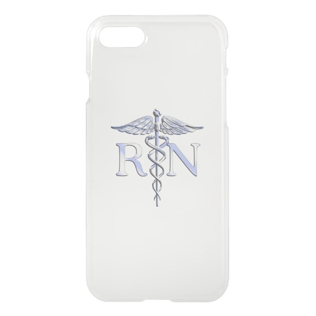 Silver Style RN Caduceus Medical Mother Pearl Uncommon iPhone Case (Back)