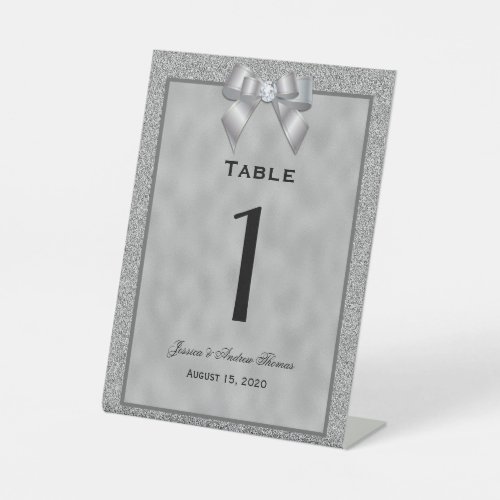Silver  Stylish Glitter Wedding Table Number Pedestal Sign