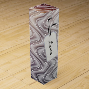 Silver stylish modern metallic wine gift box