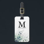 Silver Succulents Greenery Monogram  Luggage Tag<br><div class="desc">Silver leaves greenery and succulents elegant monogram luggage tags</div>