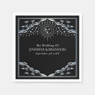 Silver Sun and Moon Tarot Card Wedding  Napkins
