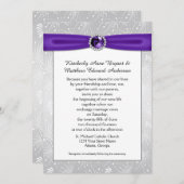 Silver Sunbursts Purple Gemstones Ribbons Diamond Invitation (Front/Back)