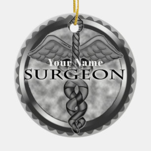 Silver surgeon ceramic ornament