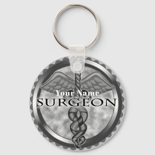 Silver Surgeon custom name keychain