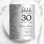 Silver Surprise 30th Birthday Invitation<br><div class="desc">Silver Surprise 30th Birthday Party Invitation. Glam feminine design featuring botanical accents and typography script font. Simple floral invite card perfect for a stylish female surprise bday celebration. Can be customized to any age. Printed Zazzle invitations or instant download digital printable template.</div>