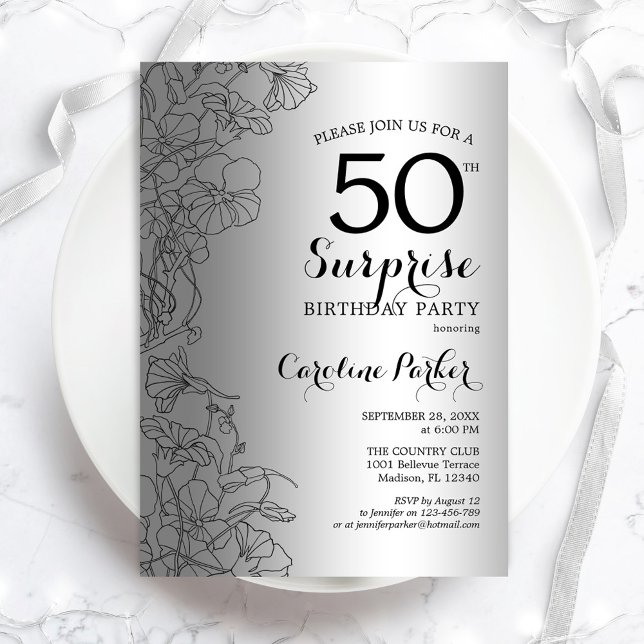 Silver Surprise 50th Birthday Party Invitation (Creator Uploaded)