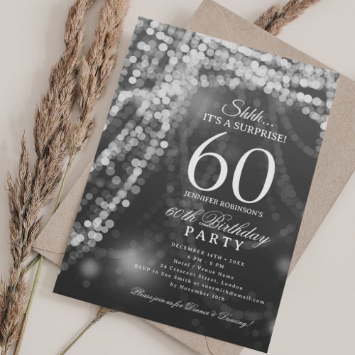 Silver | Surprise 60th Birthday Party  Invitation